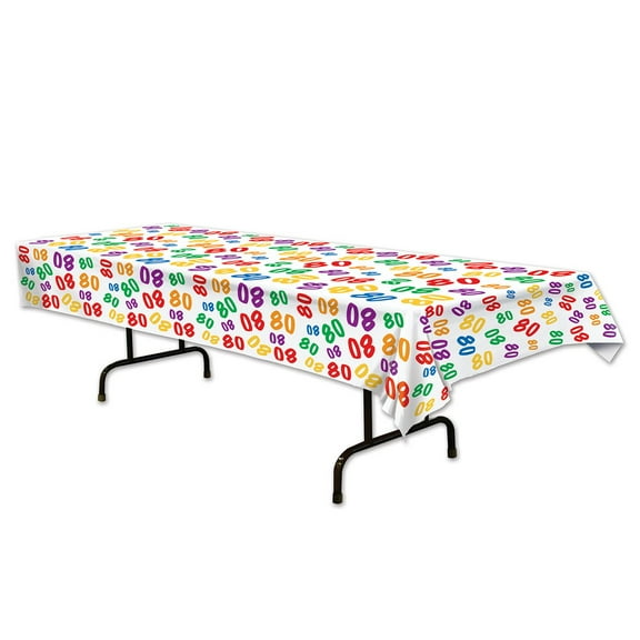 Club Pack of 12 Multi-Colored "80" Disposable Plastic Party Banquet Table Covers 108"