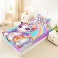 thumbnail image 4 of Metsweet Dreamy Floral Unicorn Twin Sheets 3pcs, Gradient Rainbow Bedding,1 Fitted Sheet, 1 Flat Sheet and 1 Pillowcase, 4 of 5