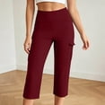 thumbnail image 6 of QTSHPN Womens Scrub Pants Sleek High Waist Cargo Style Stretchy Flex Capri with Flat Front for Summer Pants Women Red L, 6 of 6