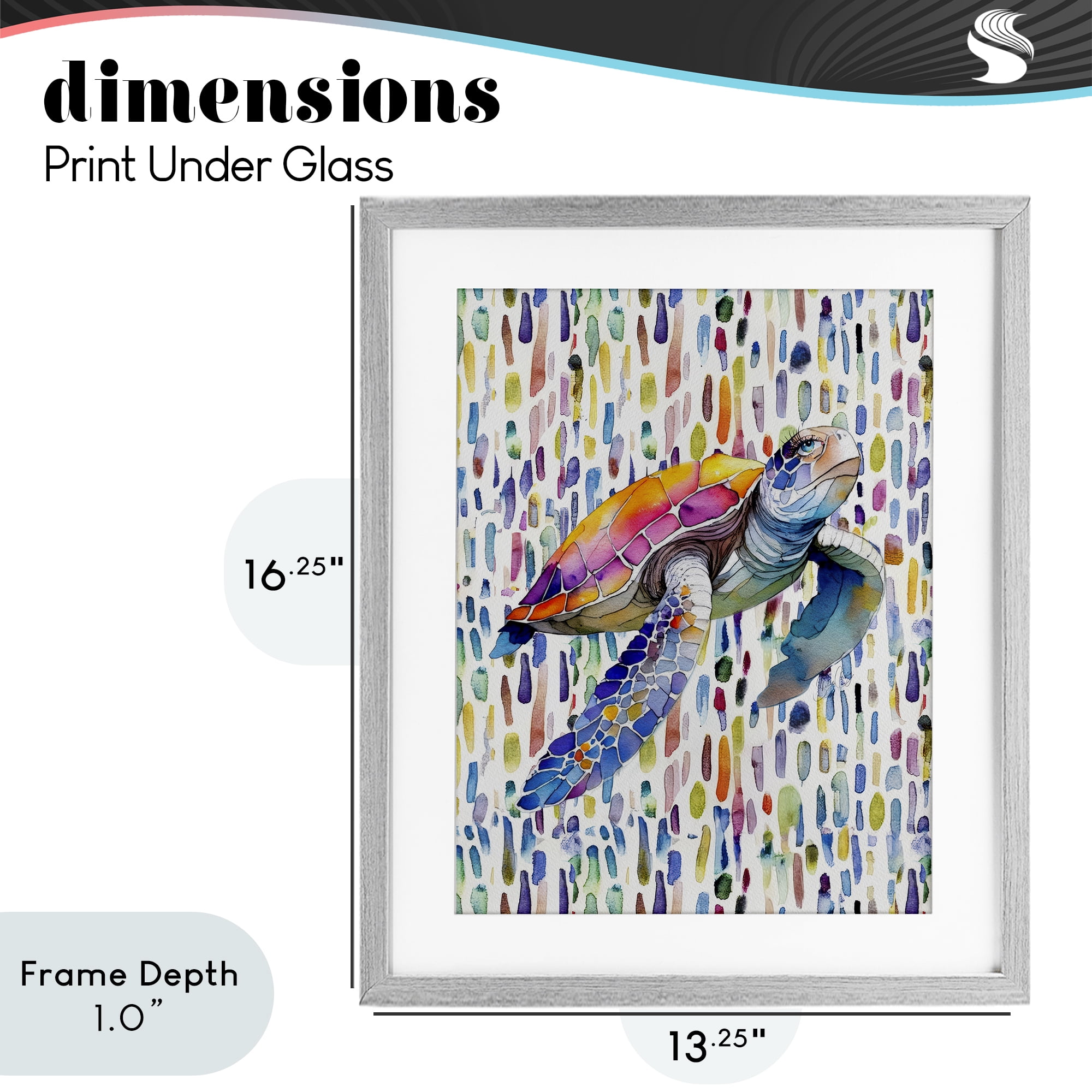 Stupell Industries Turtle on Colorful Dots Gray Framed Print Under Glass, design by Shelly Craig