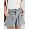 thumbnail image 3 of Linen Shorts for Women Casual High Waisted Wide Leg Drawstring Cute Summer Beach Shorts 2024 Fashion Vacation Outfit, 3 of 8