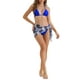 thumbnail image 2 of Conjuntos de bikini de triángulo para mujer de 3 piezas, con corte alto, tanga, falda de impresión de hojas, trajes de baño en azul real mediano, 2 of 5