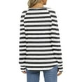 thumbnail image 3 of Kaemgyyd Women Striped Long Sleeve Sweater Causal Oversized Knit Pullover Tops Loose Crewneck Ribbed Fall Clothing with Thumb Hole, 3 of 6