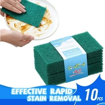 AYktou 5pcs/10pcs Heavy Duty Scouring Pads Green Reusable Cleaning Scrub Sponge for Household and Kitchen Dishes Kitchen Scrubbers Metal Grills