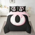 thumbnail image 2 of Erosebridal Initial Letter O Bed in a Bag King size, Black Pink Bed Set, Kawaii Bow-tie Reversible Bedding King Size, Lightweight Room Decorative, 7pcs, 2 of 6
