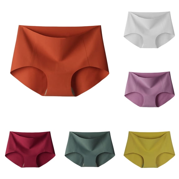 Swuxness Women's Seamless Stretch Briefs Mid Ice Silk Thin Sports Breathable Elastic Comfortable High Waisted Panties