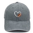 thumbnail image 2 of AJGRHE Washed Baseball Cap With Embroidered Heart Football Design Unisex Adjustable Sports Sun Hat For Grey One Size, 2 of 3