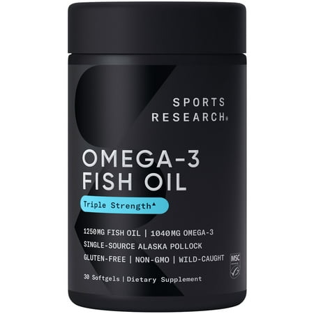 Sports Research Triple Strength Omega 3 Fish Oil 1250mg  30 count