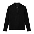 thumbnail image 2 of Men's Solid Color Waffle Knit Quarter Zip Pullover Long Sleeve Polo Sweater Slim Fit Casual Tops, 6XL, 2 of 5