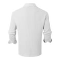 thumbnail image 5 of LIUJUNSHOP Men's Casual Long Sleeve Pleated Shirt Loose Fit Button Down Solid Color Everyday Comfort Top White XXXXXL, 5 of 5