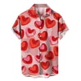 thumbnail image 5 of Camisa casual de moda para hombre con estampado 3D de patrón de amor y solapa estilo hawaiano, manga corta, ropa de playa transpirable, 5 of 5