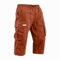 thumbnail image 4 of Resicozy Cargo Capri Pants for Men Below Knee with Pockets Lightweight Summer Baggy Drawstring Classic Capris Coffee M, 4 of 5