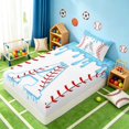 thumbnail image 2 of Manfei Cute Baseball Twin Fitted Sheet, Cartoon Personalized Initial ABedding, Light Blue A 2pcs, 1 Fitted Sheet and 1 Pillowcase, 2 of 6