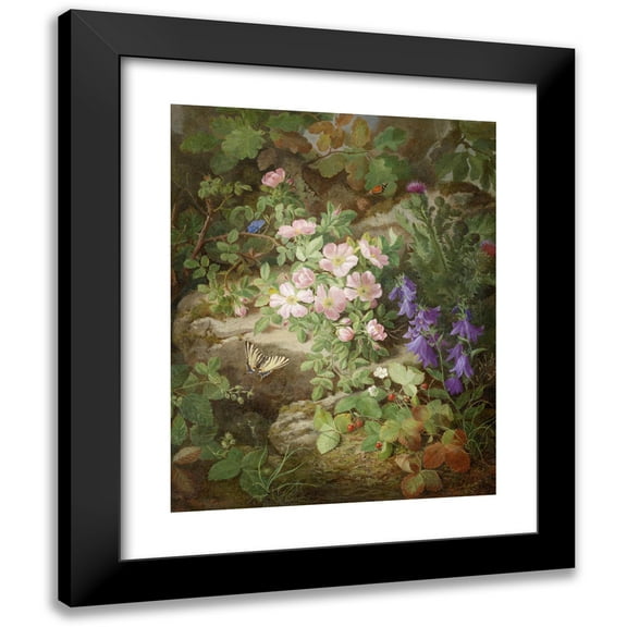 Josef Lauer 12x14 Black Modern Framed Museum Art Print Titled - Big Still Life with Alpine Flowers
