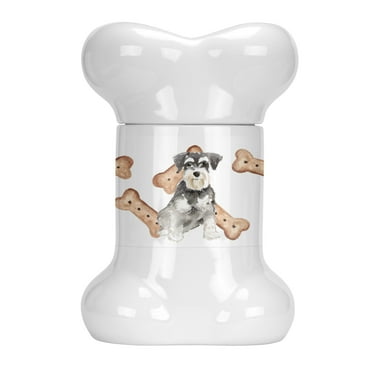 Schnauzer 2 Bone Shaped Treat Jar
