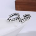thumbnail image 4 of Par de pendientes de aro con bisagras Huggie de cadena tribal vintage de acero inoxidable unisex para hombres y mujeres JM, 4 of 5