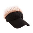 thumbnail image 5 of KiBcsLic Sun Visor Cap with Fake Hair Outdoor Beach Portable Fashionable Baseball Hat Black and Coffee, 5 of 9
