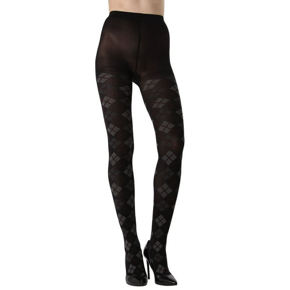 MeMoi Light Control Argyle Opaque Tights - Womens - Female (Medium/Large, Black)
