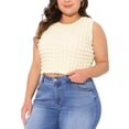thumbnail image 2 of DARING DIVA Women's Plus Tank Top with Crew Neck and Sleeveless Design 1X Beige, 2 of 6