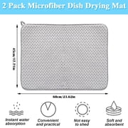Emapoy 2 Pcs Dish Drying Mat, 23.6 x 17.7 inch Absorbent Dish Drainer Kitchen Counter Mat, Gray