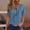 Blue, variant on Summer Short Shirt Womens Plain T-Shirt Top Button Relaxed V-neck T Shirt Brown Size M