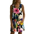 thumbnail image 6 of QUNYINEY Floral Womens Sundresses Casual Beach Sleeveless A Line Mini Tank Dress with Pockets Loose Fit V Neck Dresses, 6 of 7