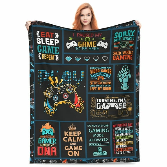 BESTSKY Game Room Decor for Adults,Gaming Decor for Boys Room,Best Gaming Gifts,Video Game Gifts,Gifts for Teenage Boys,Gamer Gifts,Gamer Birthday Decorations,Gamer Blanket