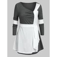 thumbnail image 1 of Camiseta de tono de dos tonos de talla grande Rosegal  Mangas largas de talla grande, 1 of 5