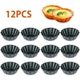 thumbnail image 3 of Lzvxtym Carbon Steel Nonstick Egg Tart Mould 12 Pack Muffin Cupcake Tins Flower Shaped Pudding Molds, 3 of 11