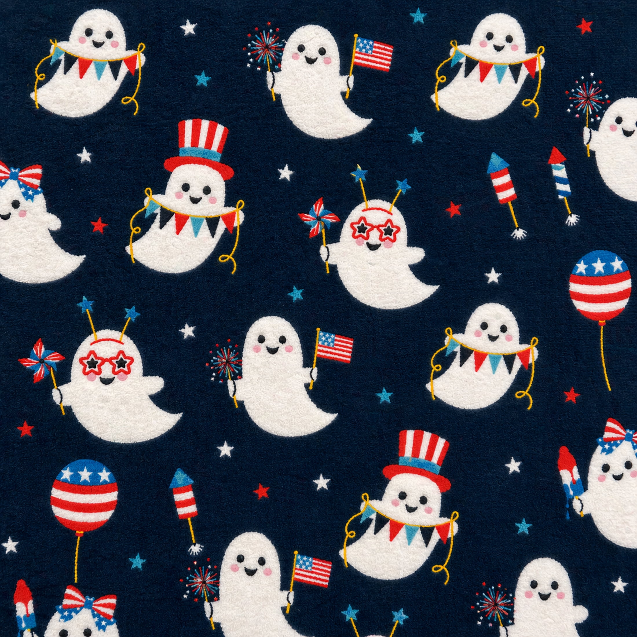Summerween 18"x18" Plush Decorative Pillow, Patriotic Ghosts