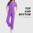 thumbnail image 6 of RPVATI Nurse Scrubs for Women Set 4 Way Stretch Nursing Uniform V-Neck Short Sleeve Scrub Tops and Elastic Waist Pants Workwear Loose Fit Scrub Suit with Pockets(Purple,M）, 6 of 6