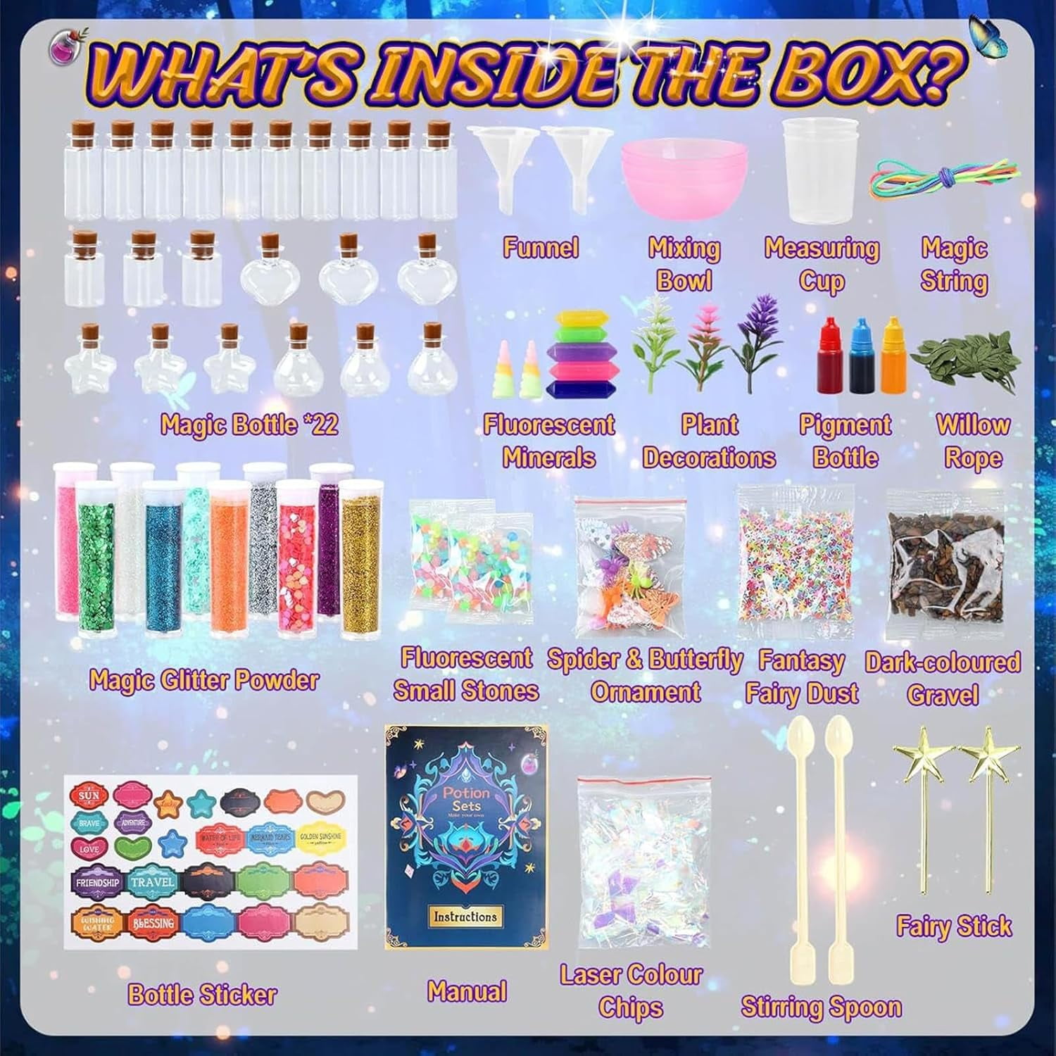 Magic Potion Kit, Fairy Potion Kit, 2025 DIY Magic Mix Potion Making Kit, 22 Bottles Art Craft Creative Toy Birthday Gifts for Kids Boys Girls