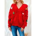 thumbnail image 1 of Suéter tipo cárdigan navideño para mujer, lindo, peludo, de manga larga, cuello en V, abotonado, abrigo de punto, ropa de abrigo clásica informal para invierno para mujer, 1 of 5