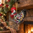 thumbnail image 5 of Chicken Christmas Ornament Acrylic Chicken with Scarf Pendant Holiday Party Christmas Tree Decorations Rooster Hanging Pendant Gift, 5 of 7