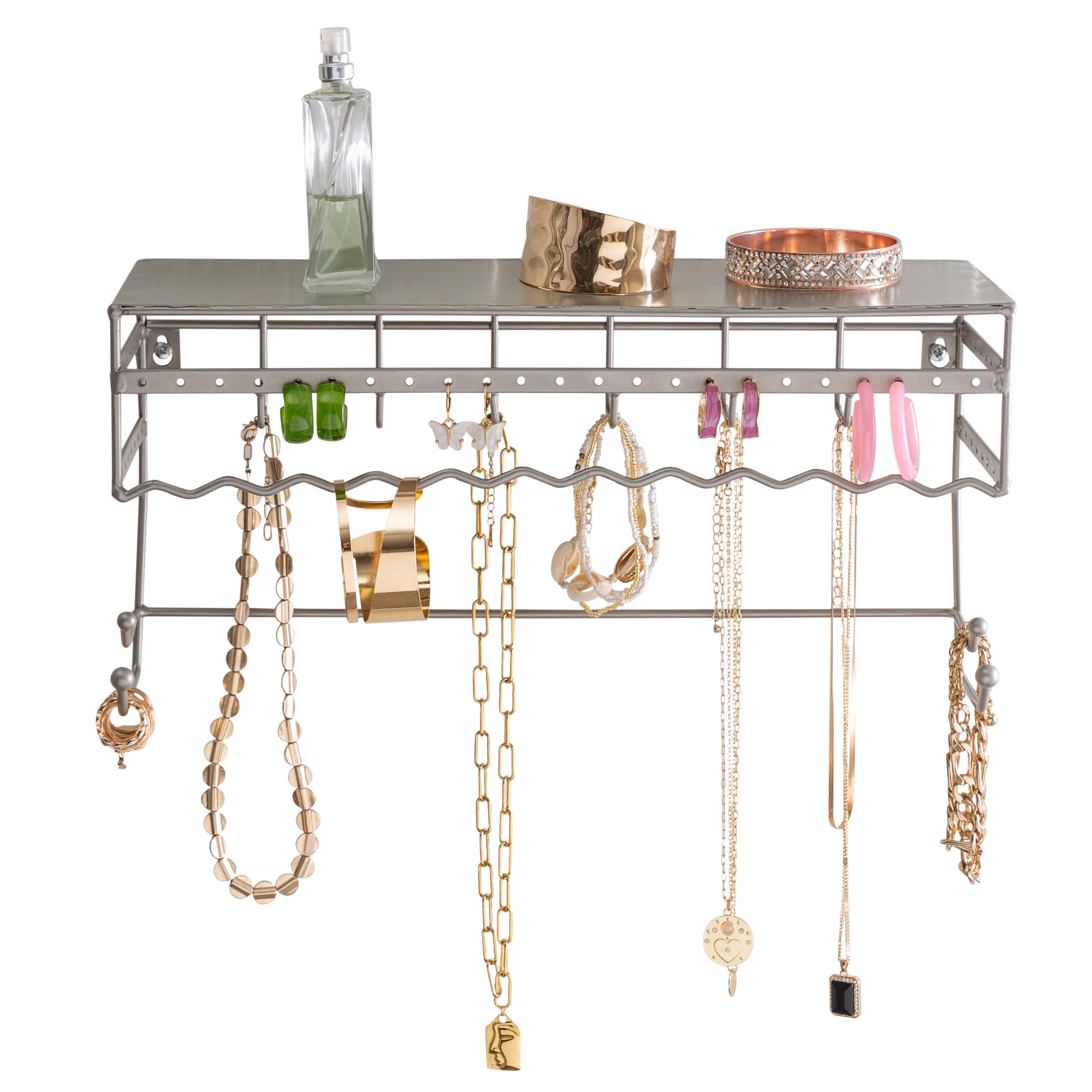 Simplify Wall Mount Iron Jewelry & Accessory Organizer in Satin