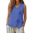 thumbnail image 6 of Women's Sleeveless V-Neck Linen Tank Top, Solid Color Casual Summer Blouse, 6 of 7
