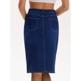 thumbnail image 4 of DARING DIVA Women's Slit Stretch Below Knee Length Denim Skirts Small Dark Blue, 4 of 7