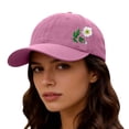 thumbnail image 3 of Dad Hat for Men Women AURORADY Hand Embroidered Flower Design Baseball Cap, Pink One Size Baseball Caps, 3 of 4