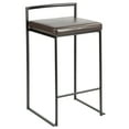 thumbnail image 2 of Fuji Contemporary Stackable Counter Stool In Black With Brown Faux Leather Cushion - Set Of 2, 2 of 7