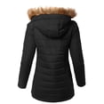 thumbnail image 3 of A2Y Women's Lightweight Hip Length Faux Fur Hoodie Puffer Outerwear Jacket Black S, 3 of 3