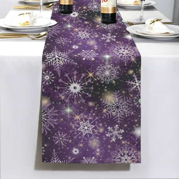 Christmas Table Runner | Purple Snow | Holiday Dinner Table Decor