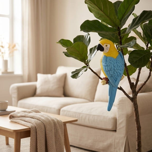 Patio Wall Decorations Outdoor 10 Inch Blue Parrot Figurine Hanging Bird Wall Decor for Patio Tropical Outdoor Decor Wall Art for Home Decor 1 Pack