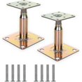 thumbnail image 1 of 2pcs Galvanized Adjustable 100-150mm Post Base Support, Heavy Duty Elevated Roof & Building Support, 1 of 5
