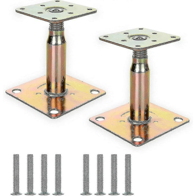 2pcs Galvanized Adjustable 100-150mm Post Base Support, Heavy Duty Elevated Roof & Building Support