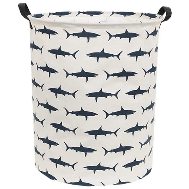 Cesto de ropa para niños Sanjiaofen Shark, 50 x 40 cm, lienzo