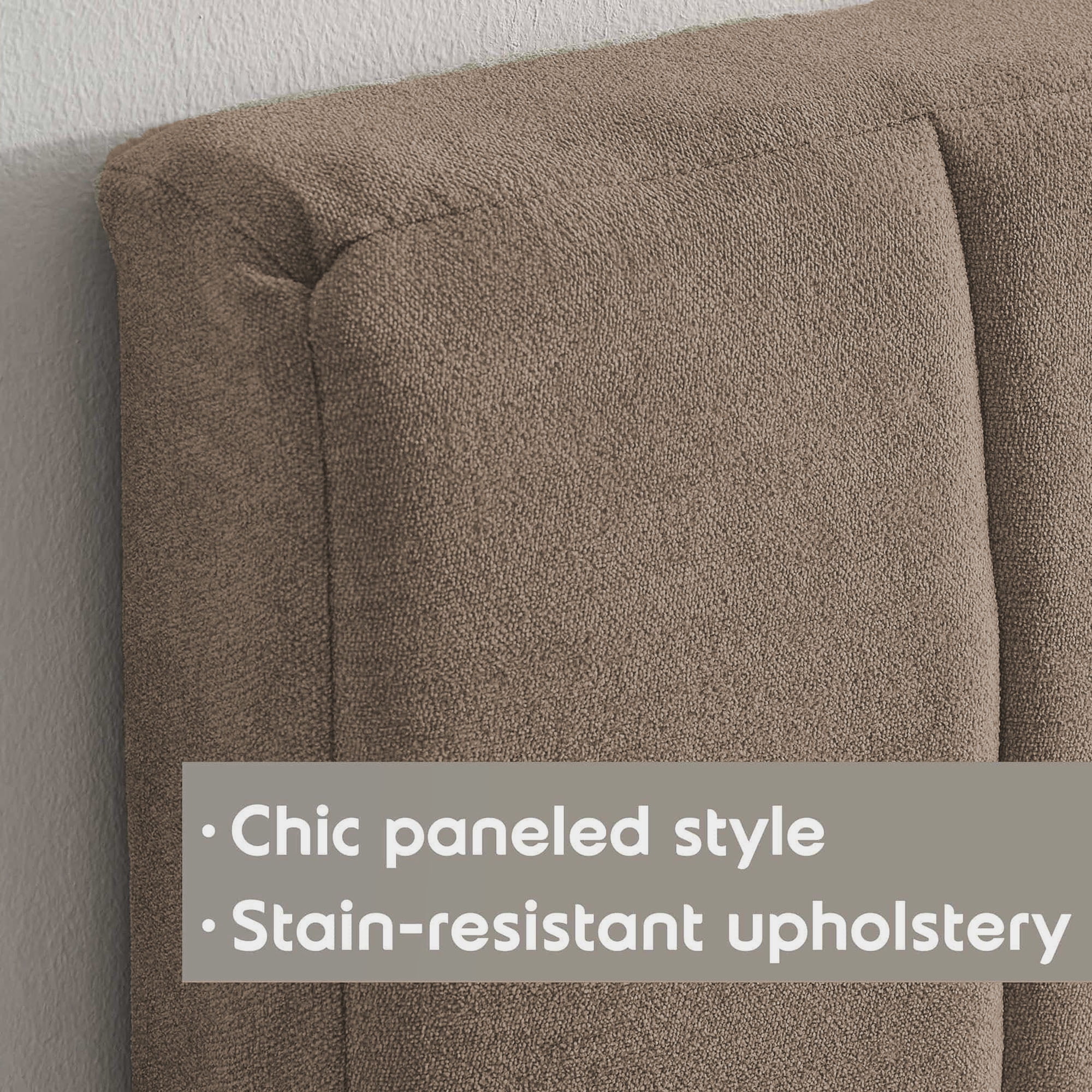 Lammlaoe Full Size Headboard, Upholstered Wall Mounted, Peel and Stick Installation, Sound Reducing 3D Panel Design, Easy Assembly, Mocha