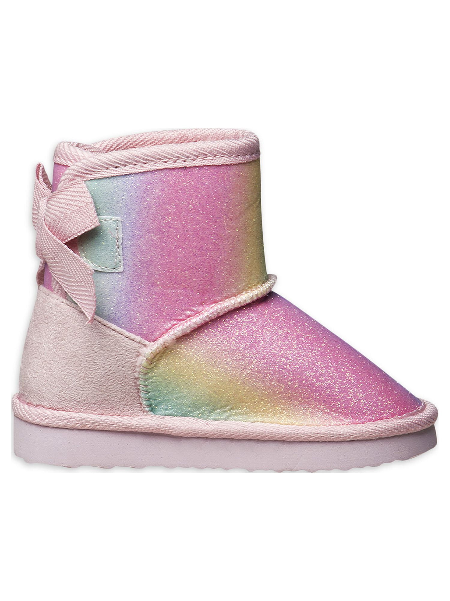 Josmo Faux Fur Tie Dye Rainbow Glitter & Bows Shearling Boots (Toddler Girls)