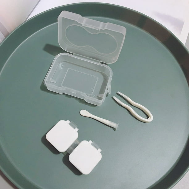Estuche para Lentes de Contacto, Estuche de Viaje Portátil para Lentes de Contacto(blanco)