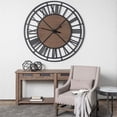thumbnail image 2 of Pemberly Row 59" Round Oversized Black Metal and Wood Industrial Wall Clock, 2 of 4