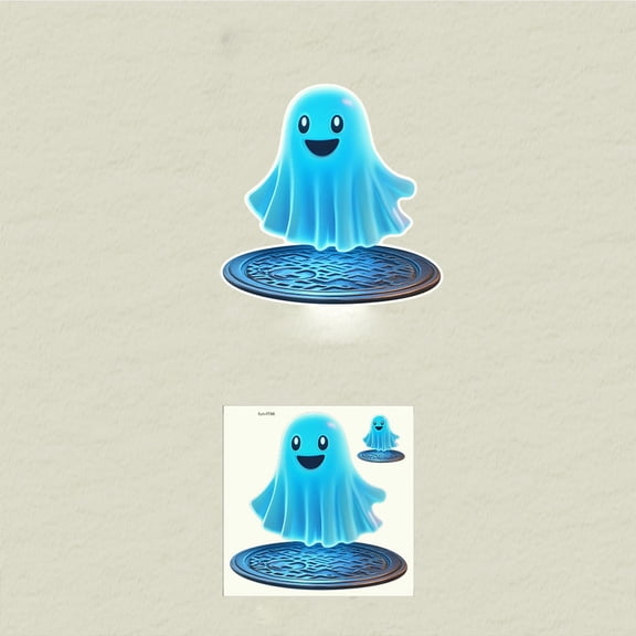 Halloween Indoor Desktop Ornaments Optical Manhole Ghost Decor Sticker Light-Absorbing Luminous Ghost Decal Peel Stick Home Halloween Accessory For Halloween Party Display